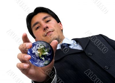 business man catching the world