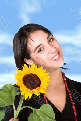beautiful girl with sunflower