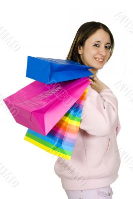 teenager with shopping bags