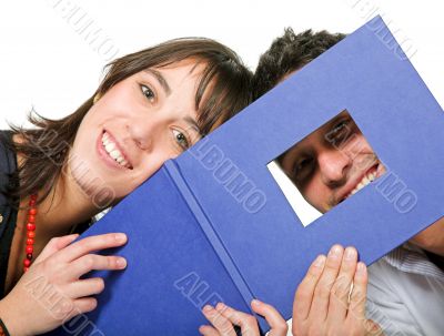couple of students with photobook
