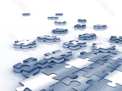 blue tinted unfinished puzzle - 3d render