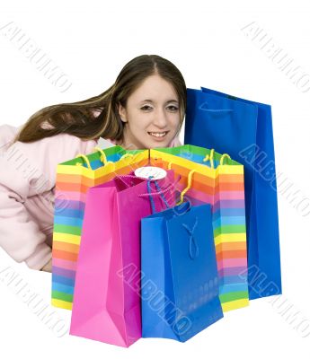 happy teen with her shopping bags