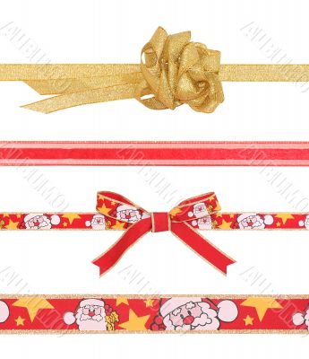 Celebratory and Christmas ribbons with clipping paths