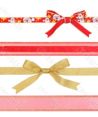 Celebratory and Christmas ribbons with clipping paths