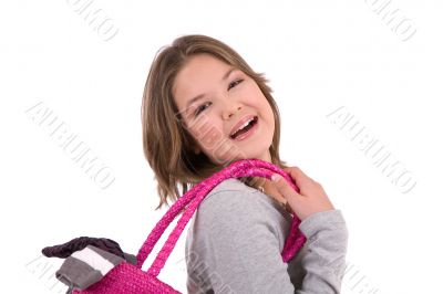 Happy shopping teenager