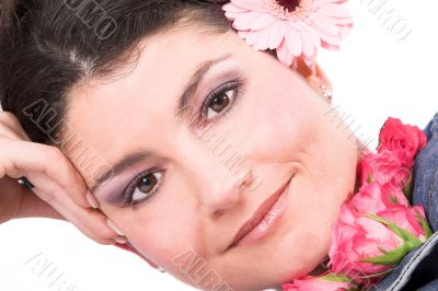 Pretty woman with flowers