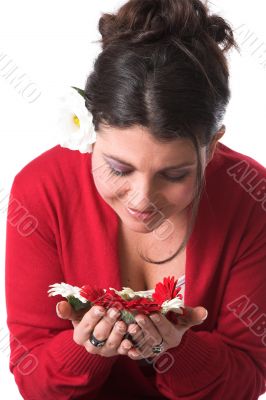 Beautiful woman with flowers
