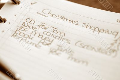 Christmas shopping list