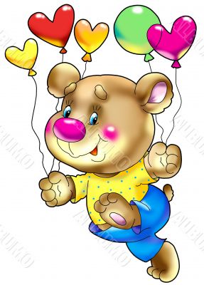 Bear with balloons.