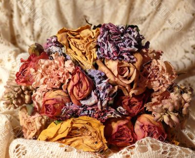Dried Bouquet on Vintage Lace
