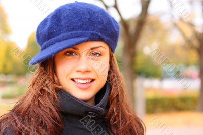 girl with blue hat