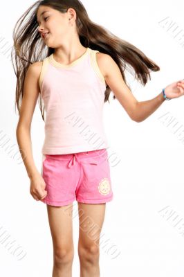 Girl`s teenager with long hairs