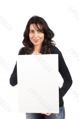 Holding the blank banner