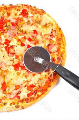 Italian pizza and cutter