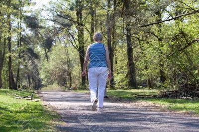 Walking senior lady