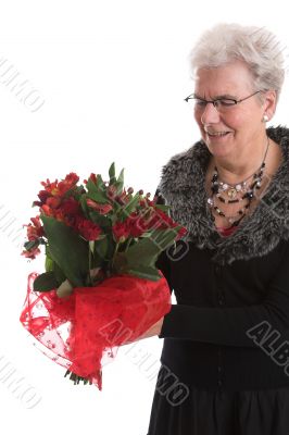 Happy with her flowers
