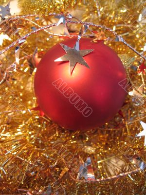 Red christmas ball with star