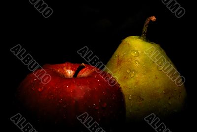 wet apple and pear