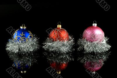 Several colorful christmas tree balls