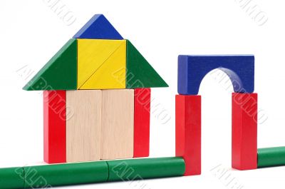 Baby blocks figure - Gate and house