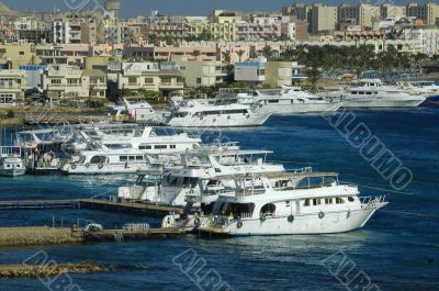 Ships on red sea