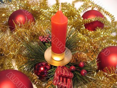 Christmas decoration with red candle