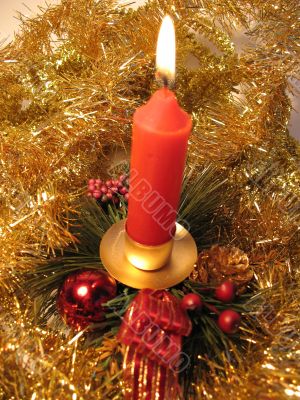Christmas decoration with red candle