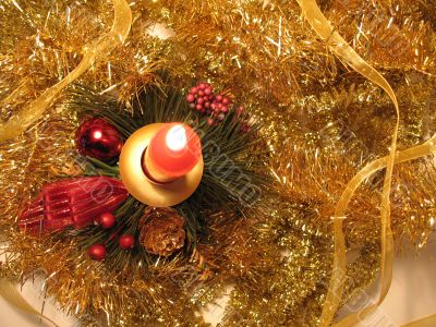 Christmas decoration with red candle