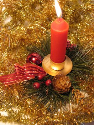 Christmas decoration with red candle