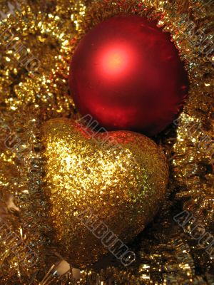 Golden heart and  red ball