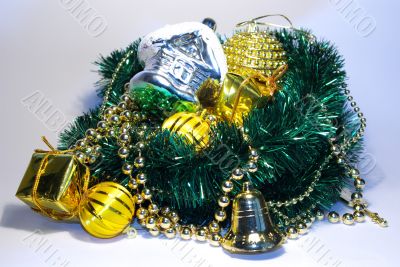 yellow bell,balls and boxs