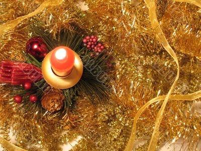 Christmas decoration with red candle