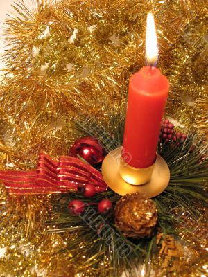 Christmas decoration with red candle