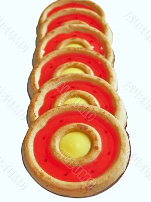 line of cakes