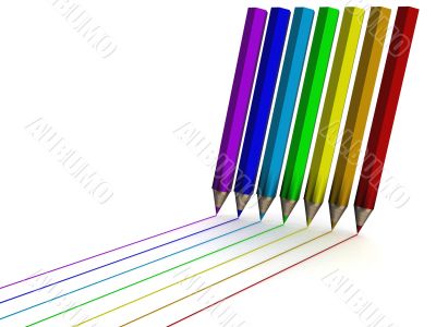Set of color pencils. the 3D  image.