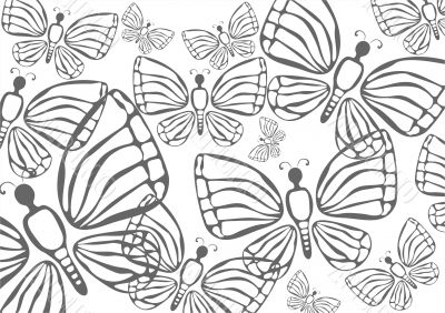 white butterflies background
