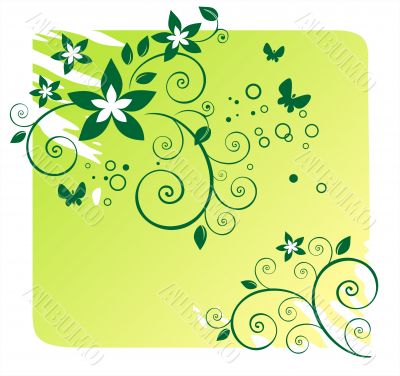 green floral pattern