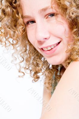 The girl with the curly hair