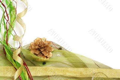 christmas ribbon and pine cone border
