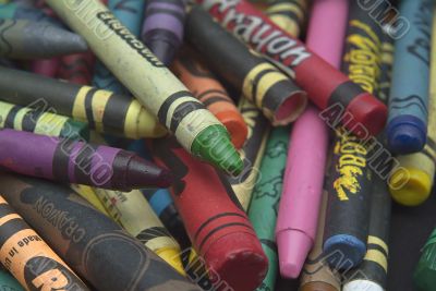 Close- up of used crayons