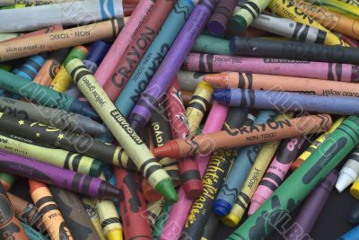 Close- up of used crayons