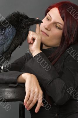 woman with raven