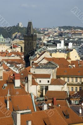 Prague rooftops with Powder tower