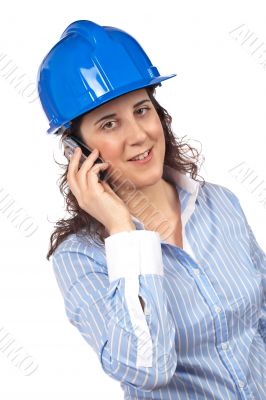 Female architect with phone