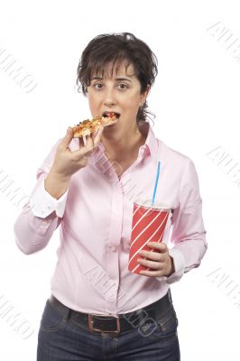 Eating pizza