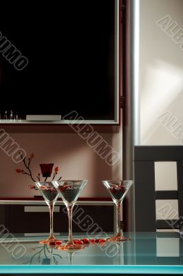 three wine glasses