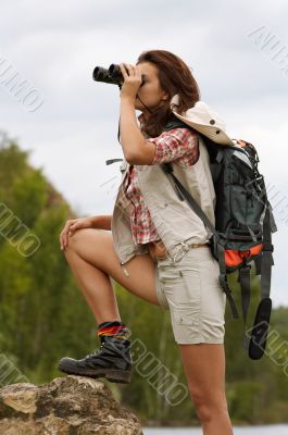 girl with a backpack