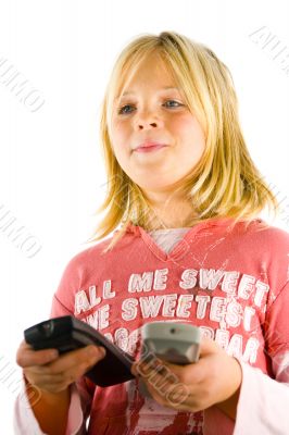 Young girl watching TV