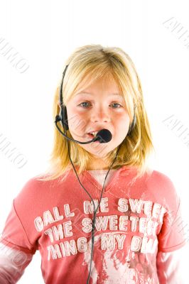 Young girl with a headset