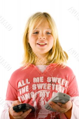 Young girl watching TV